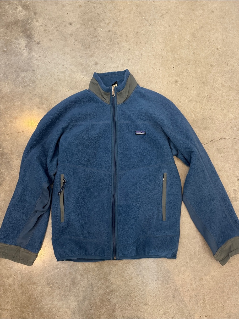 Patagonia Full Zip Fleece Jacket – Size M – Navy/Olive – Made in USA – Vintage